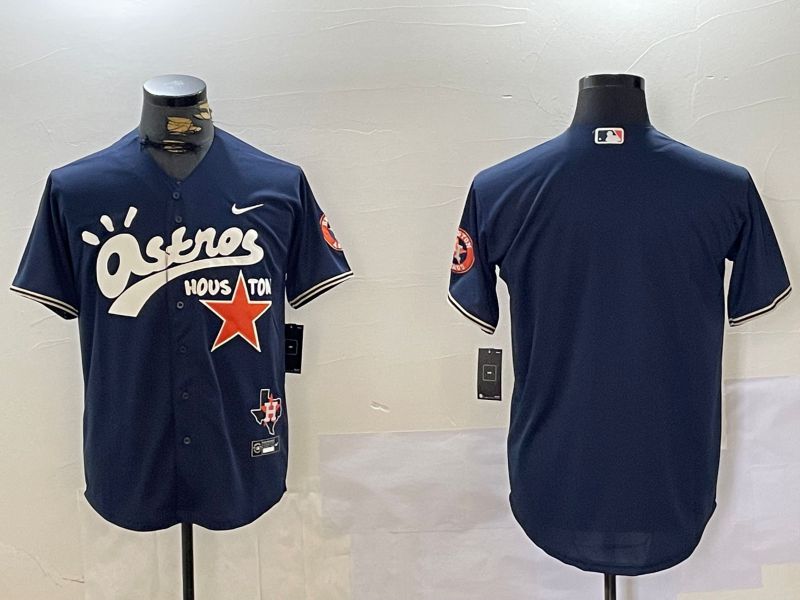 Men Houston Astros Blank Blue Second generation joint name Nike 2024 MLB Jersey style 1->->MLB Jersey